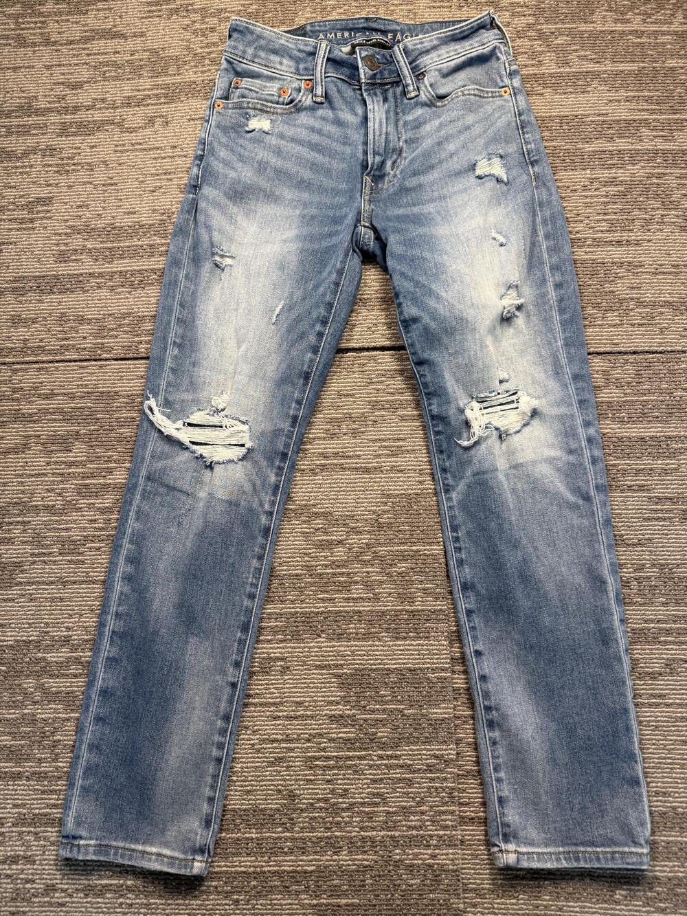 American Eagle Ne(x)t Level Airflex Jeans Mens 26x28 Distressed Skinny Denim